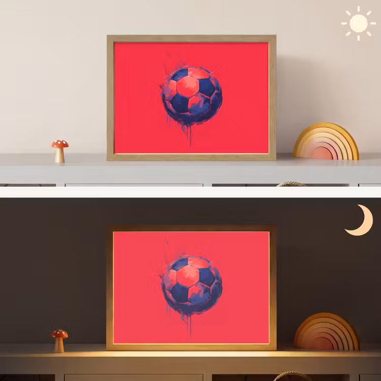 Rood - Voetbal - Abstract - Verfspatten Light Box met batterij (Wandlamp kind) middel -sfeer3_kind