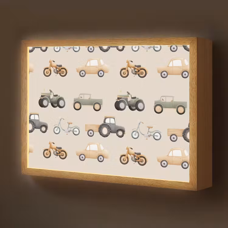 Retro - voertuigen - patroon Light Box met batterij (Wandlamp kind) middel -z3d_website