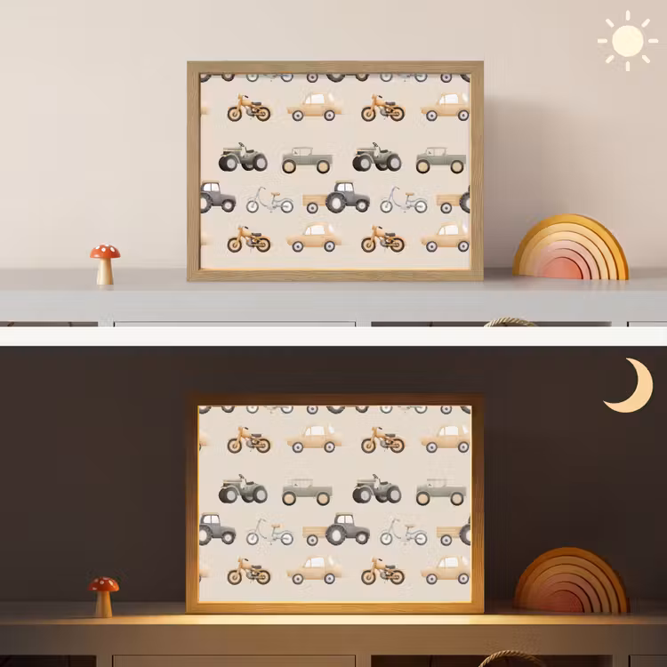 Retro - voertuigen - patroon Light Box met batterij (Wandlamp kind) middel -sfeer3_kind