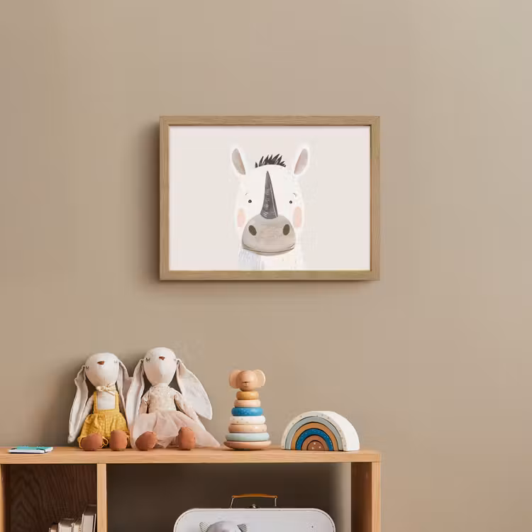 Neushoorn - Wilde dieren - Pastel kleuren Light Box met batterij (Wandlamp kind) middel -sfeer2_kind