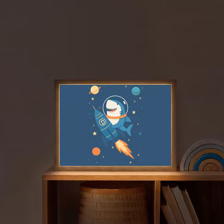 Raket - Haai - Ruimte Light Box met batterij (Wandlamp kind) middel -sfeer1_kind