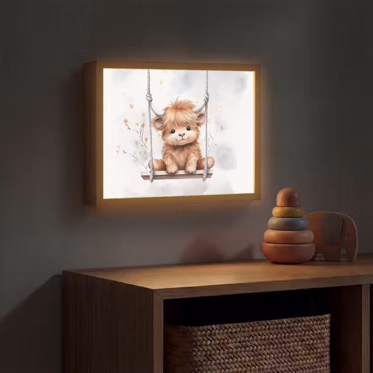 Schotse hooglander - Dier - Kinderen Light Box met batterij (Wandlamp kind) middel -sfeer5_kind