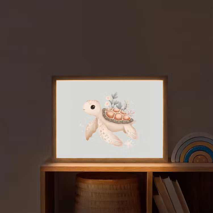 Zeeschildpad - Onderwaterwereld - Pastel Light Box met batterij (Wandlamp kind) middel -sfeer1_kind