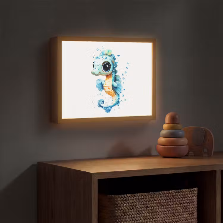 Zeepaardje - Spetters - Blauw Light Box met batterij (Wandlamp kind) middel -sfeer5_kind