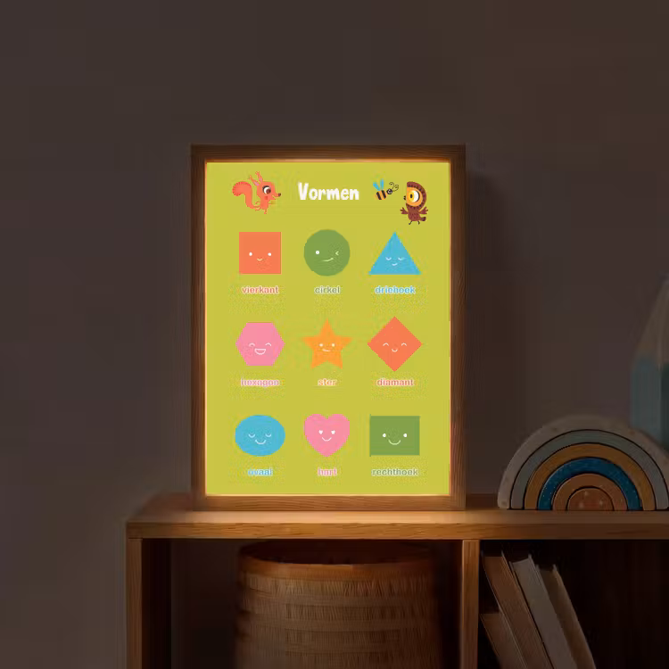 Vormen - Educatief - Leren voor kinderen - Groen Light Box met batterij (Wandlamp kind) middel -sfeer1_kind