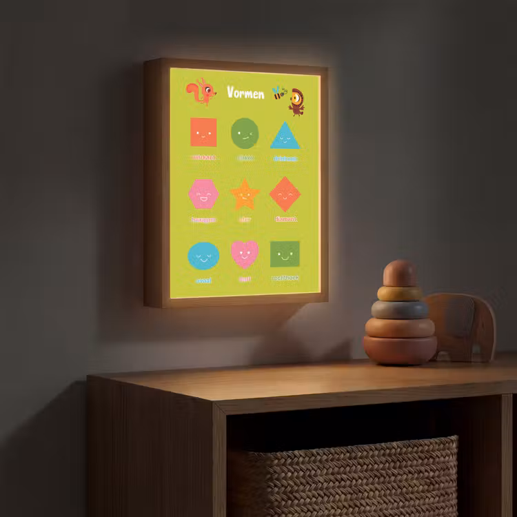 Vormen - Educatief - Leren voor kinderen - Groen Light Box met batterij (Wandlamp kind) middel -sfeer5_kind