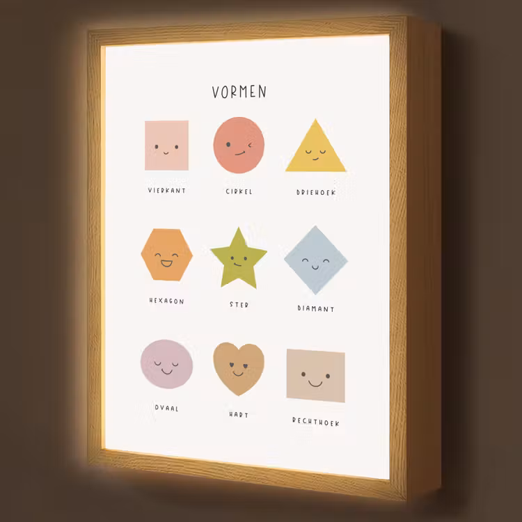 Vormen - Leren voor kinderen - Educatief - Kleuren Light Box met batterij (Wandlamp kind) middel -z3d_website