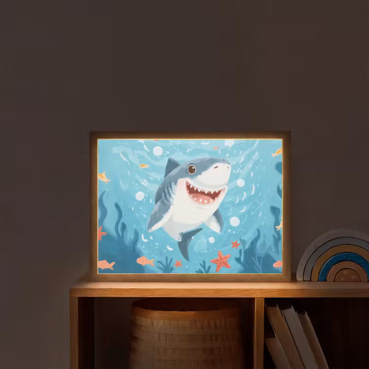 Haai - Vissen - Blauw - Onderwater Light Box met batterij (Wandlamp kind) middel -sfeer1_kind