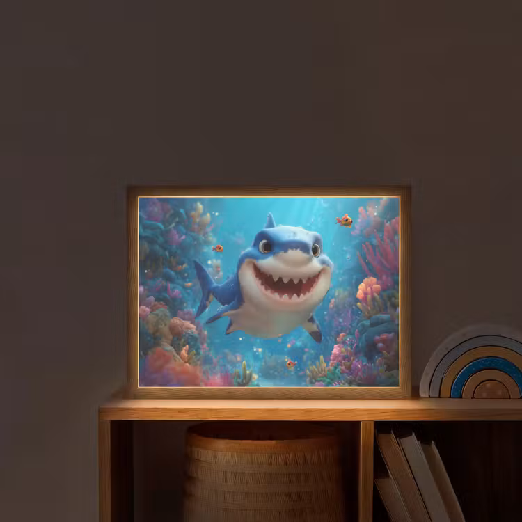 Haai - Onderwaterwereld - Oceaan Light Box met batterij (Wandlamp kind) middel -sfeer1_kind