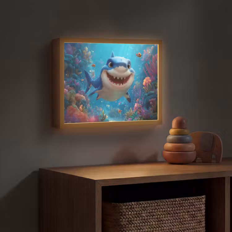 Haai - Onderwaterwereld - Oceaan Light Box met batterij (Wandlamp kind) middel -sfeer5_kind