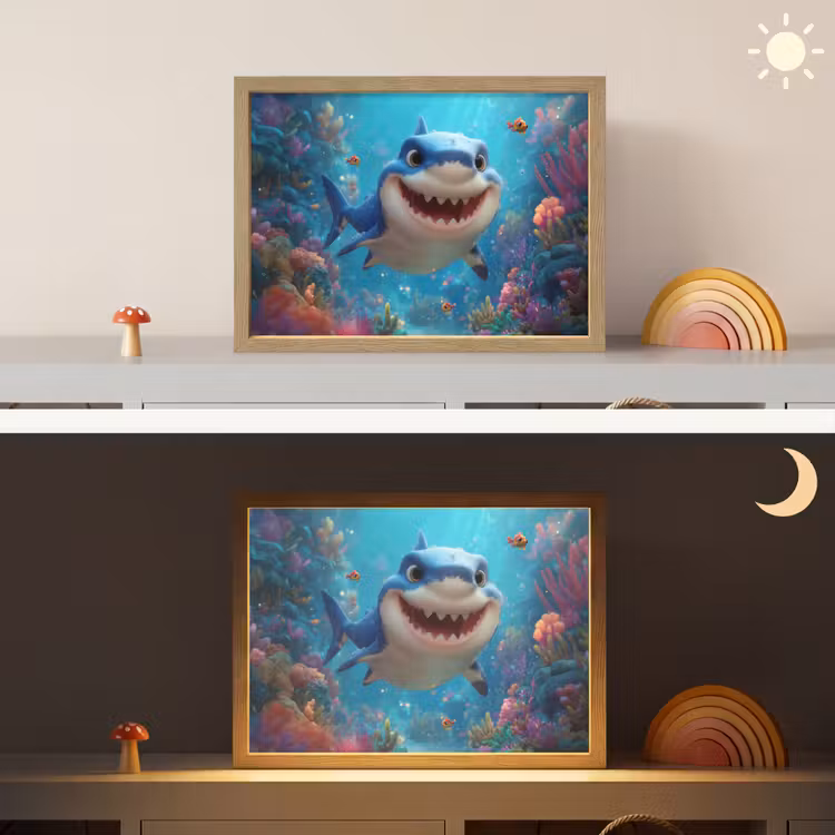 Haai - Onderwaterwereld - Oceaan Light Box met batterij (Wandlamp kind) middel -sfeer3_kind