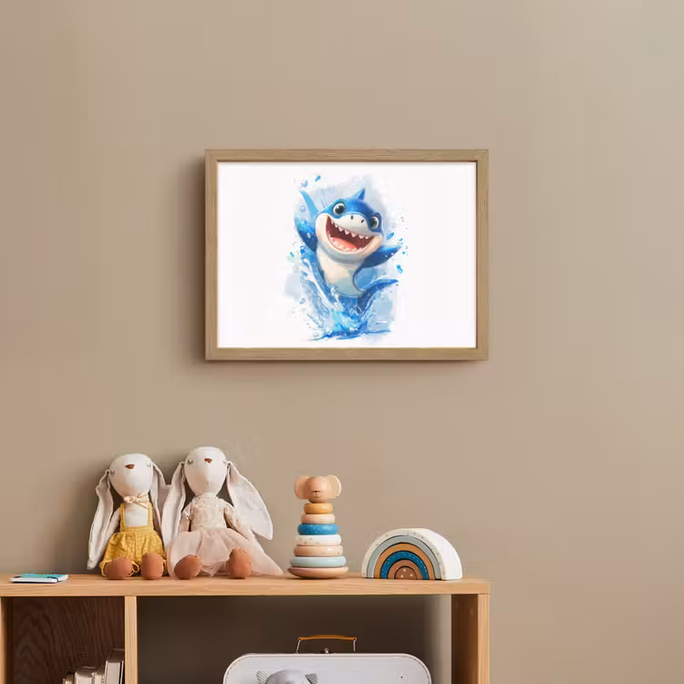 Haai - Water - Blauw Light Box met batterij (Wandlamp kind) middel -sfeer2_kind