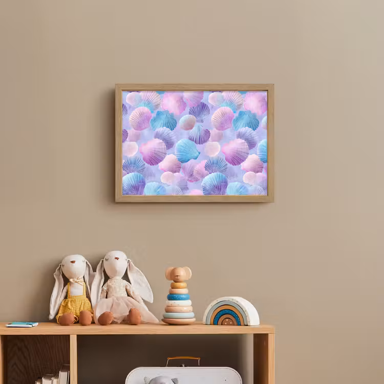 Schelpen - Paars - Blauw - Patroon Light Box met batterij (Wandlamp kind) middel -sfeer2_kind