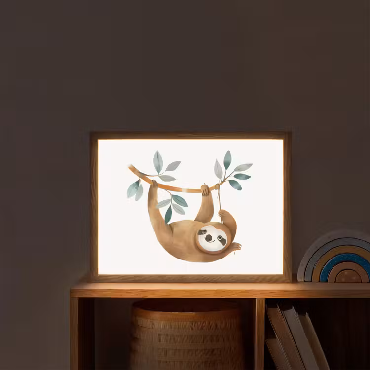 Luiaard - Dier - Jungle dieren Light Box met batterij (Wandlamp kind) middel -sfeer1_kind