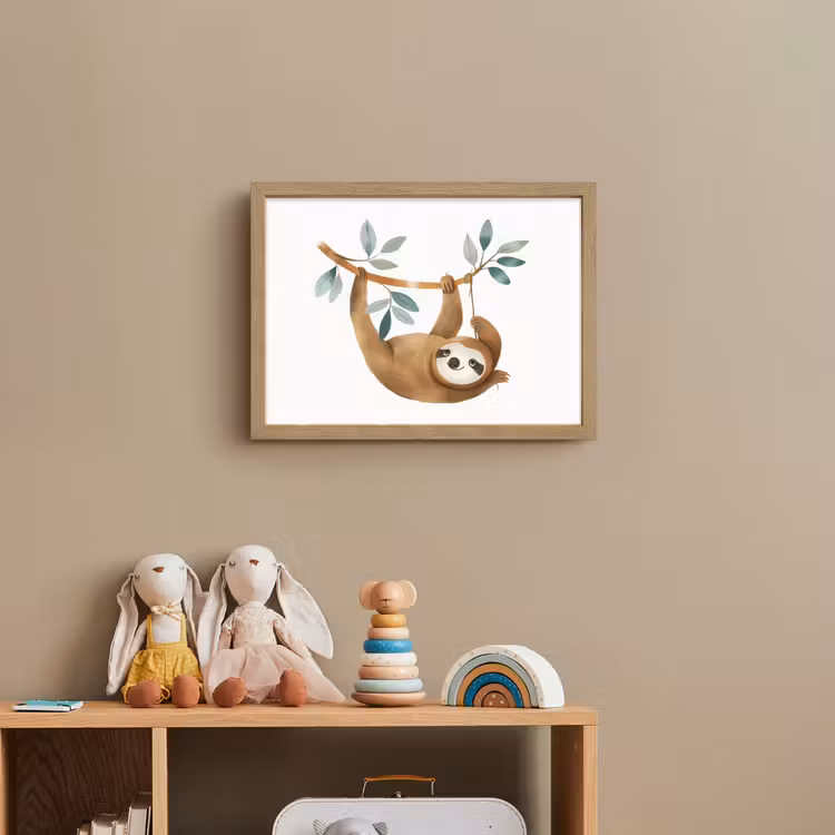 Luiaard - Dier - Jungle dieren Light Box met batterij (Wandlamp kind) middel -sfeer2_kind