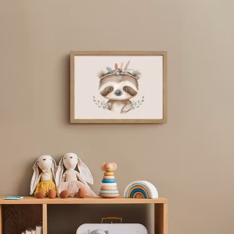 Luiaard - Dieren - Bohemian - Boho Light Box met batterij (Wandlamp kind) middel -sfeer2_kind