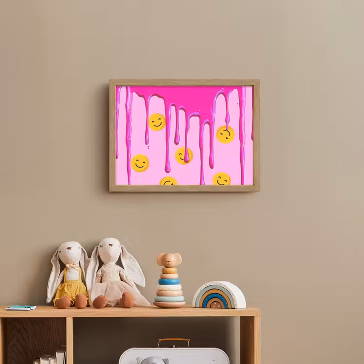Smiley - Roze - Glazuur Light Box met batterij (Wandlamp kind) middel -sfeer2_kind
