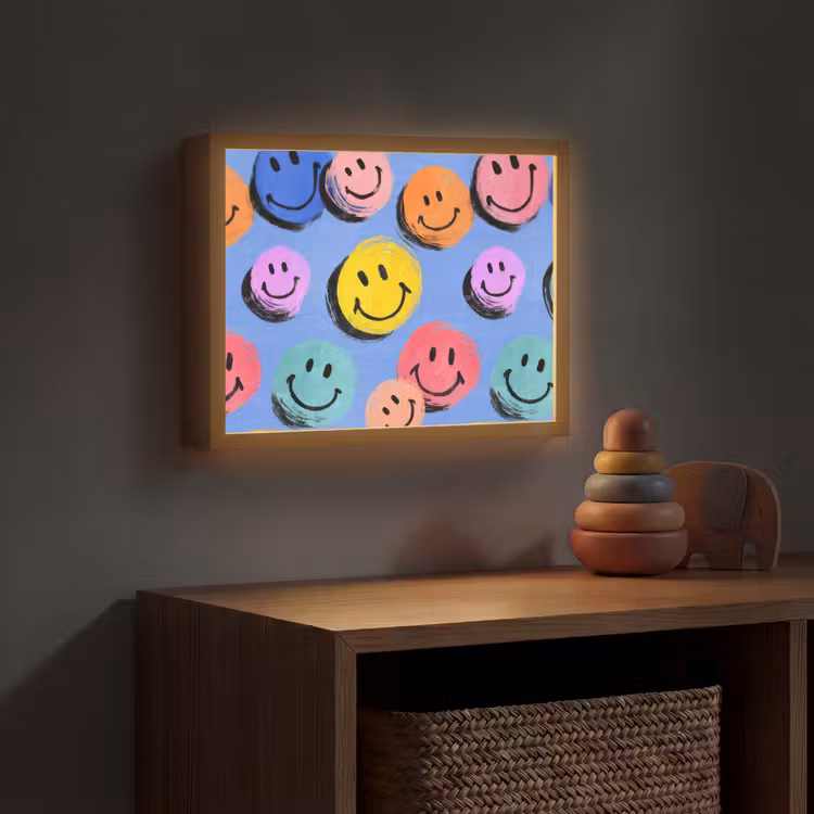 Smileys - Kleurrijk Light Box met batterij (Wandlamp kind) middel -sfeer5_kind