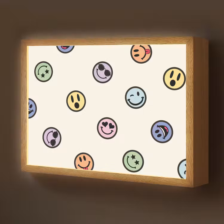 Smileys - Kleurrijk - Grappig Light Box met batterij (Wandlamp kind) middel -z3d_website
