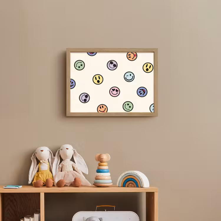 Smileys - Kleurrijk - Grappig Light Box met batterij (Wandlamp kind) middel -sfeer2_kind