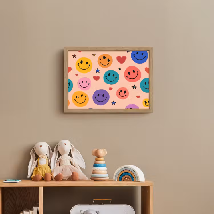 Smileys - Kleurrijk - Hartjes Light Box met batterij (Wandlamp kind) middel -sfeer2_kind