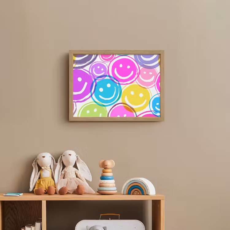 Smileys - Kleurrijk - Neon Light Box met batterij (Wandlamp kind) middel -sfeer2_kind