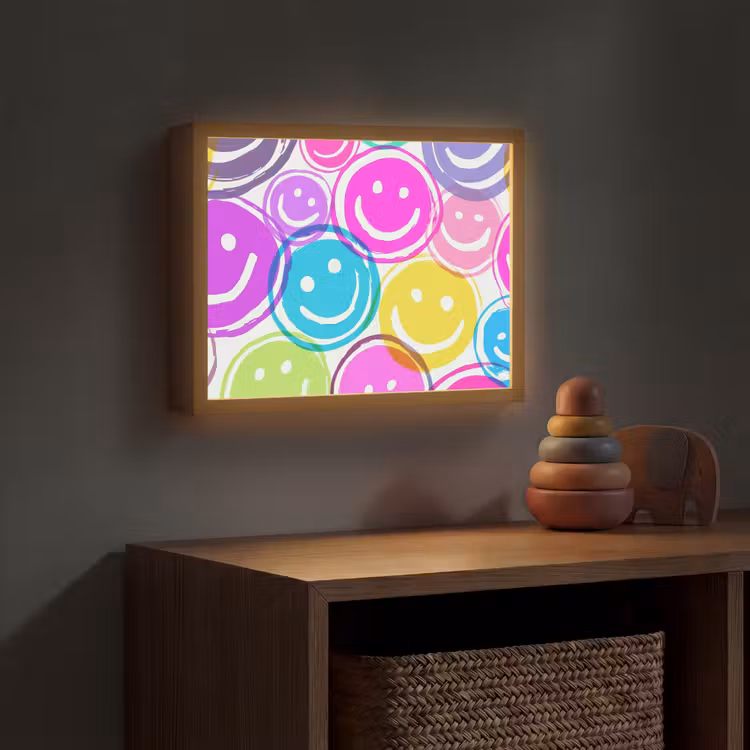 Smileys - Kleurrijk - Neon Light Box met batterij (Wandlamp kind) middel -sfeer5_kind