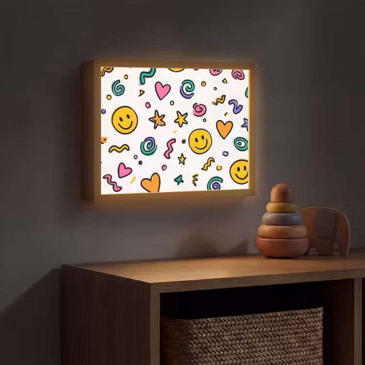 Smileys - Pictogrammen - Kleurrijk Light Box met batterij (Wandlamp kind) middel -sfeer5_kind