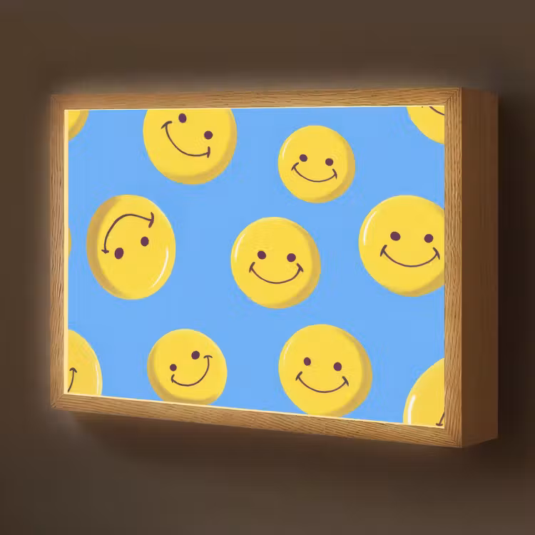 Smileys - Geel - Blauw Light Box met batterij (Wandlamp kind) middel -z3d_website