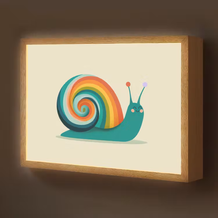 Slak - Regenboogschild - Groen Light Box met batterij (Wandlamp kind) middel -z3d_website