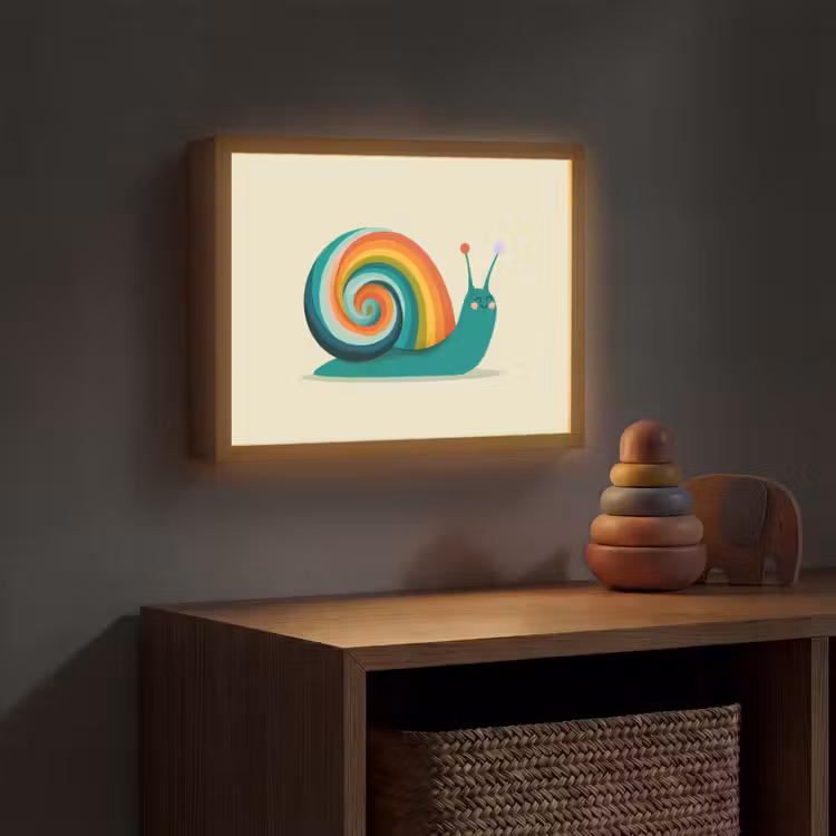 Slak - Regenboogschild - Groen Light Box met batterij (Wandlamp kind) middel -sfeer5_kind
