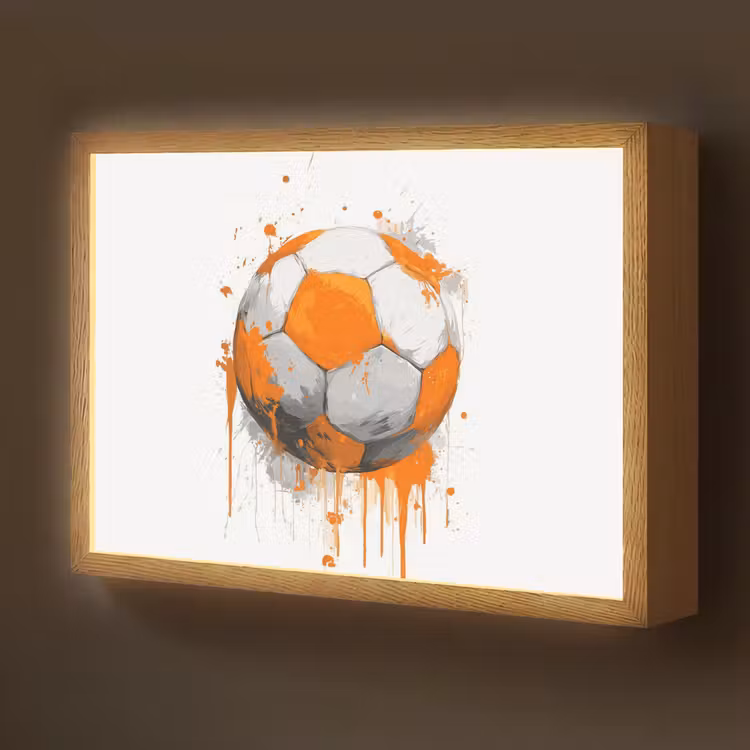 Voetbal - Abstract - Oranje - Verfspatten Light Box met batterij (Wandlamp kind) middel -z3d_website