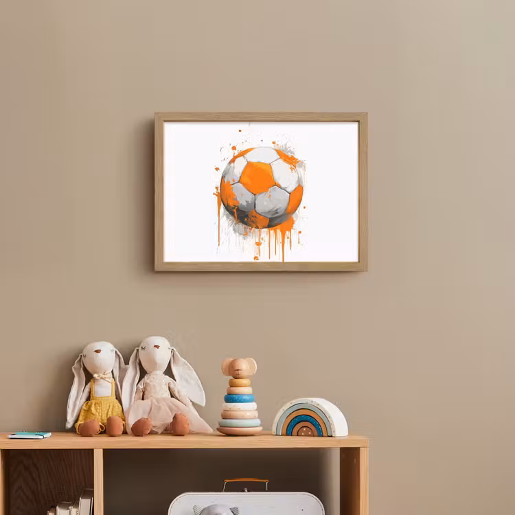 Voetbal - Abstract - Oranje - Verfspatten Light Box met batterij (Wandlamp kind) middel -sfeer2_kind