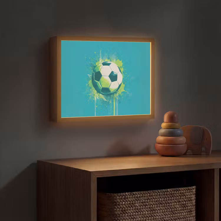 Voetbal - Abstract - Verfspatten - Groen Light Box met batterij (Wandlamp kind) middel -sfeer5_kind