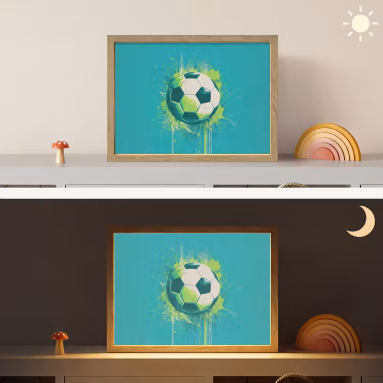 Voetbal - Abstract - Verfspatten - Groen Light Box met batterij (Wandlamp kind) middel -sfeer3_kind