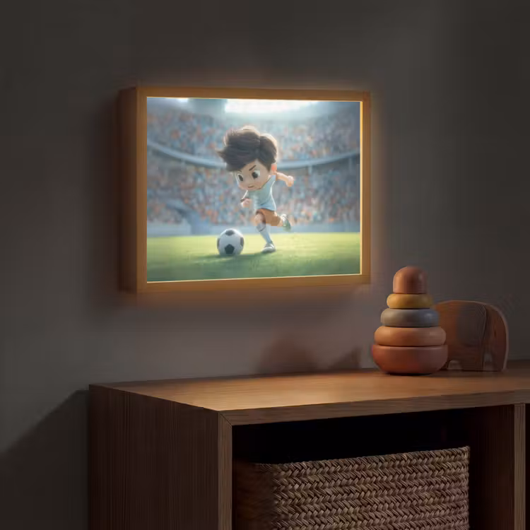 Voetbal - Jongen - Stadion Light Box met batterij (Wandlamp kind) middel -sfeer5_kind