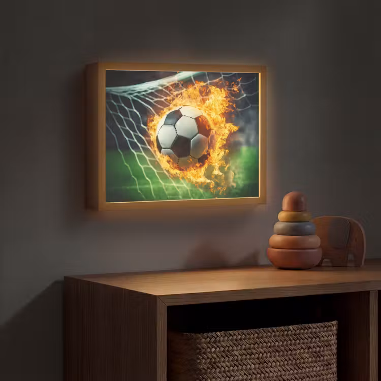 Voetbal - Goal - Doelnet - Vuur Light Box met batterij (Wandlamp kind) middel -sfeer5_kind
