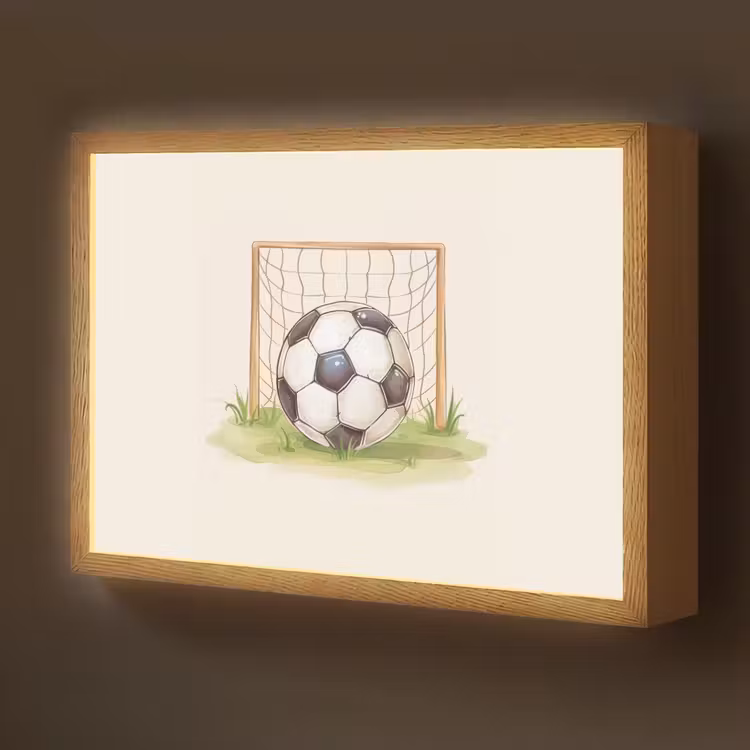 Voetbal - Goal - Gras - Beige Light Box met batterij (Wandlamp kind) middel -z3d_website