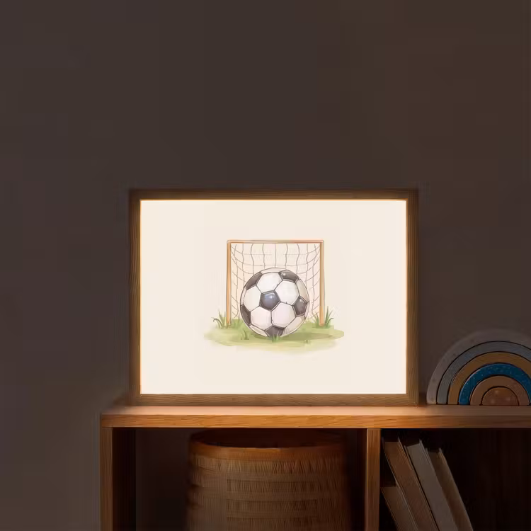Voetbal - Goal - Gras - Beige Light Box met batterij (Wandlamp kind) middel -sfeer1_kind