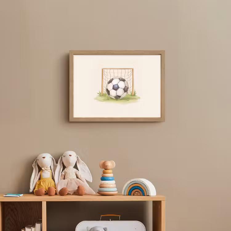 Voetbal - Goal - Gras - Beige Light Box met batterij (Wandlamp kind) middel -sfeer2_kind