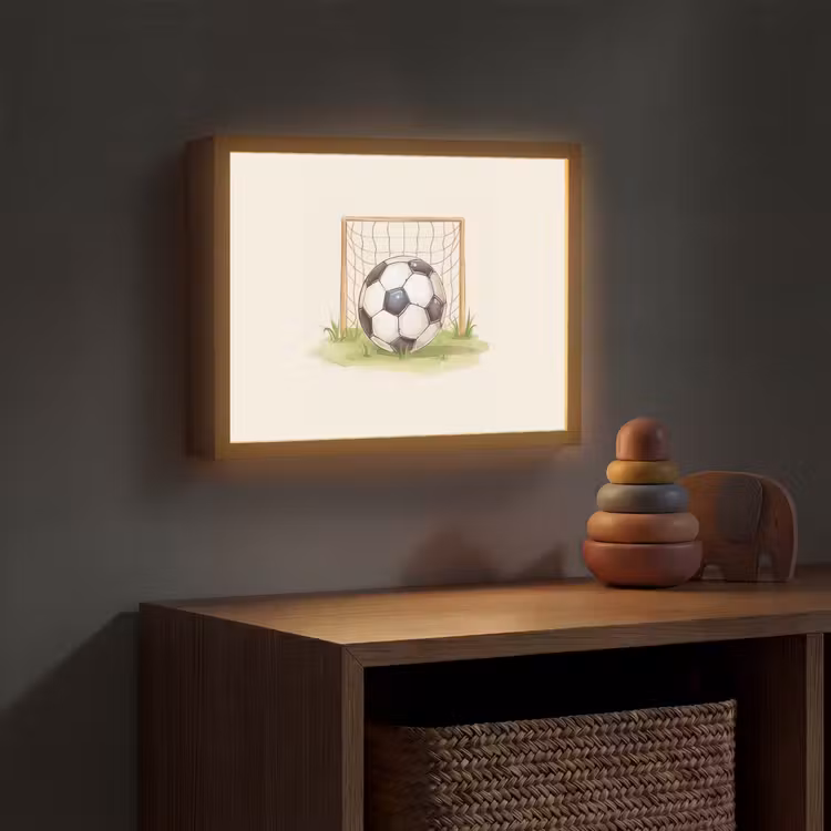 Voetbal - Goal - Gras - Beige Light Box met batterij (Wandlamp kind) middel -sfeer5_kind