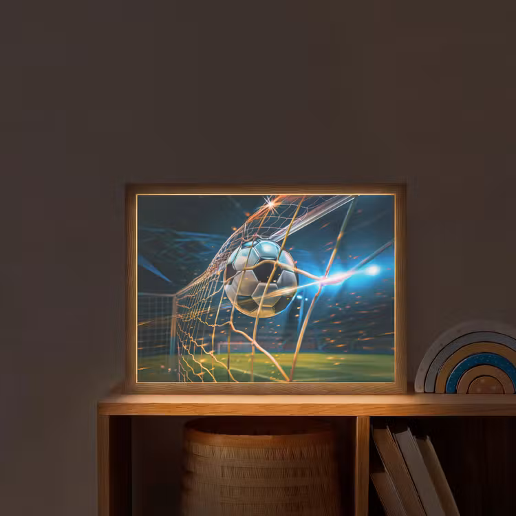 Voetbal - Goal - Sport - Jongens Light Box met batterij (Wandlamp kind) middel -sfeer1_kind