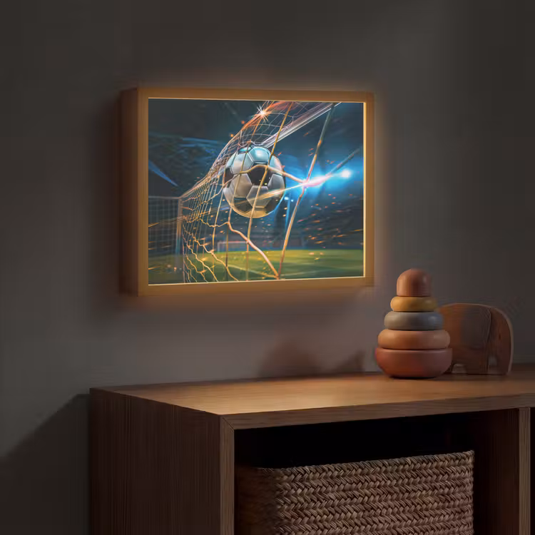 Voetbal - Goal - Sport - Jongens Light Box met batterij (Wandlamp kind) middel -sfeer5_kind
