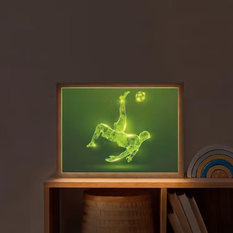 Voetbal - Groen - Omhaal Light Box met batterij (Wandlamp kind) middel -sfeer1_kind
