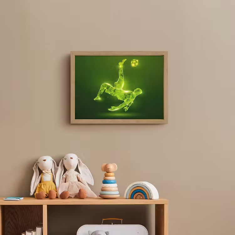 Voetbal - Groen - Omhaal Light Box met batterij (Wandlamp kind) middel -sfeer2_kind