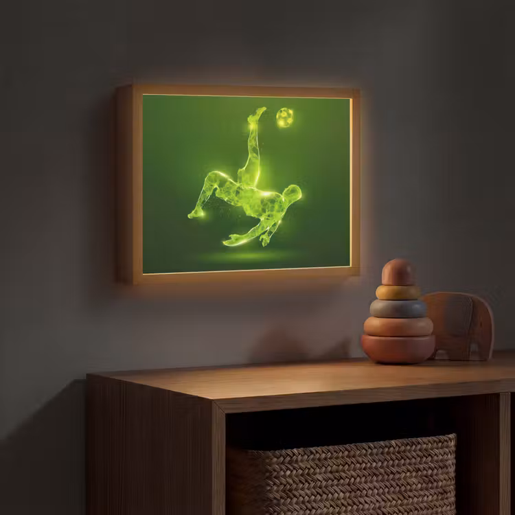 Voetbal - Groen - Omhaal Light Box met batterij (Wandlamp kind) middel -sfeer5_kind