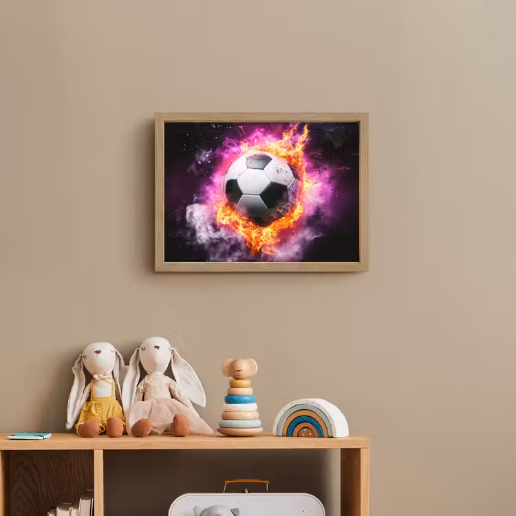 Voetbal - Roze - Vuur Light Box met batterij (Wandlamp kind) middel -sfeer2_kind