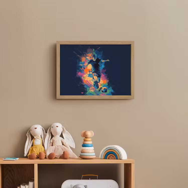 Voetballer - Bal - Kleurexplosie - Abstract Light Box met batterij (Wandlamp kind) middel -sfeer2_kind