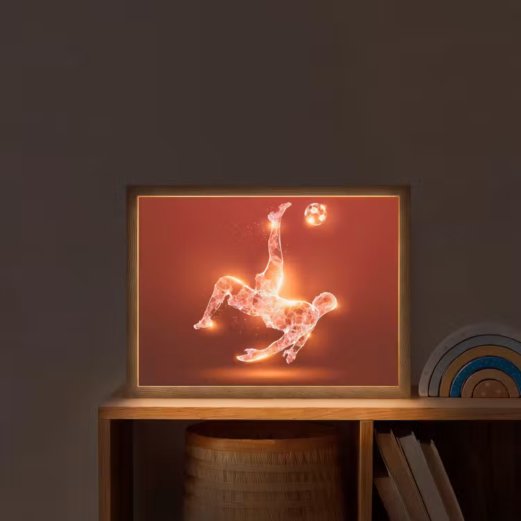 Voetballer - Omhaal - Rood - Neon Light Box met batterij (Wandlamp kind) middel -sfeer1_kind