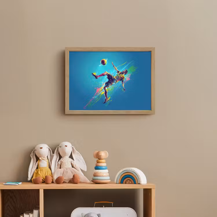 Voetballer - Verfspatten - Kleurrijk - Bal Light Box met batterij (Wandlamp kind) middel -sfeer2_kind